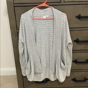 Grey and white striped cardigan